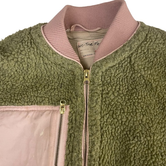 Free People Rivington Sherpa Jacket Green Pink - Picture 8 of 14